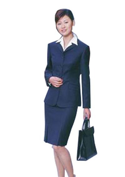 女士西服套裝藍色職業(yè)工作服
